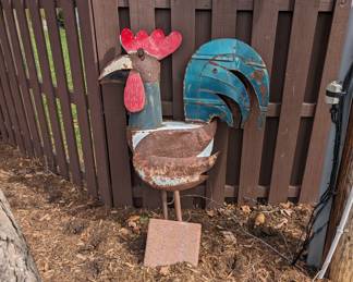 Tin Rooster Yard Art