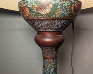 Antique Bronze and Cloisonne Floor Lamp