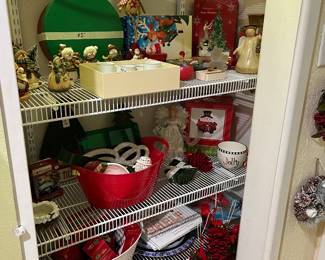 Lots of seasonal decorations including Easter, 4th of July, fall, and Christmas 