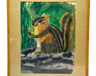 Child Art Of A Squirrel -19x15.5