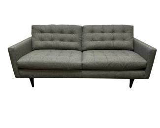 Crate & Barrel "Petri" Mid Century Apartment Size Gray Tufted Couch -Like New Condition 78x37x32 Sh 18