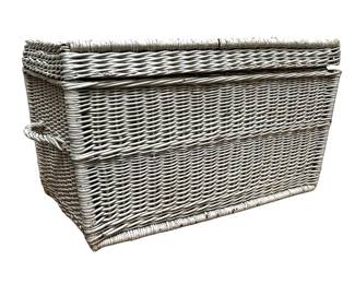 Large White Wicker Storage Trunk