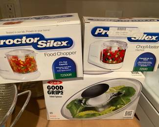 Selection of Protor Silex food choppers and salad spinner by Good Grip