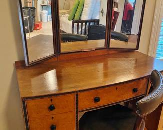 Antique Vanity, English made by Mapin Webb, orientalist influence, Burlwood