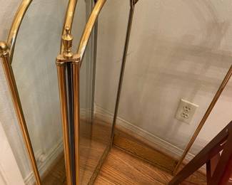 Glass and Brass Fireplace Screen