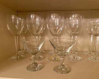 Stemware by Crate Barrel, 8 wine glasses, 8 cordial glasses made in Slovakia