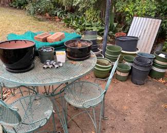 Small Patio Table and Chairs, Pots and Garden items