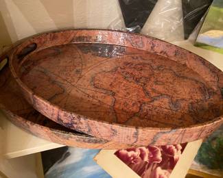 Old World Map Serving Trays