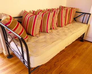 Day Bed by Crate Barrel with dark brown, wood color metal frame