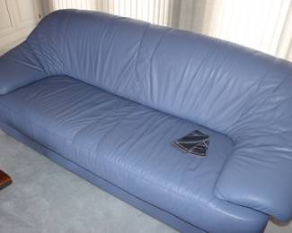 Natuzzi Blue Leather Sofa/Loveseat