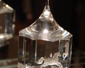 Steuben Art Glass Carousel Horses Sculpture 