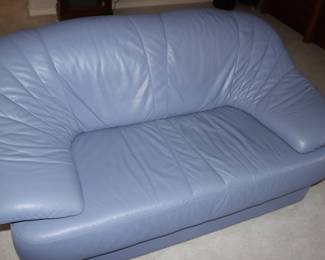 Natuzzi Blue Leather Sofa/Loveseat