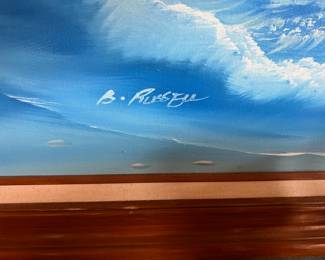 Framed Seascape Oil Painting by B. Russel