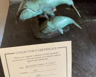 Bronze Bowhead Whale & Calf Sculpture by Phil Vanderlei