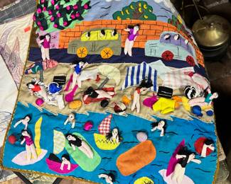 Beach Arpillera Patchwork - Peruvian 3D Wall Hanging Tapestry