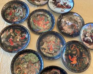 Set of 12 Brandex Palekh Russian Legends Decorative Plates