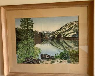 Mountain Scape Water Color Painting by M. Gunderson