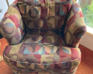 La-Z-Boy Barrel Swivel Chair with Geometric Upholstery
