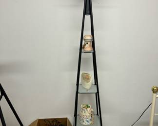 3 Tier Black Metal and Glass Shelf/Floor Lamp