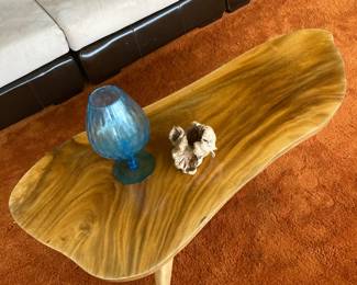 Matching Mid Century Modern Live Edge Wood Coffee Table/End Table
