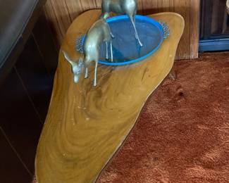 Matching Mid Century Modern Live Edge Wood Coffee Table/End Table
