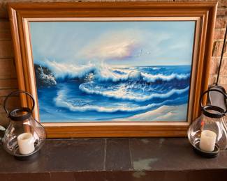 Framed Seascape Oil Painting by B. Russel