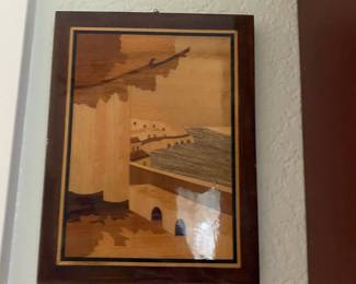 Marquetry Wood Italian Seascape Artwork