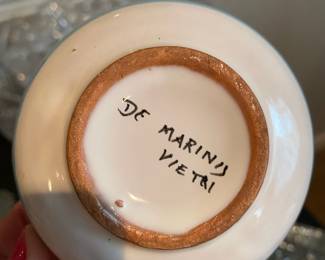 Blue/White Floral Dipping Bowl Signed De Marinis Vietri