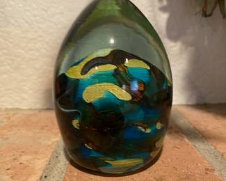 Blown Glass Multicolored Egg Paperweight
