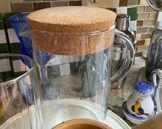 Cork Lid Glass Pitcher