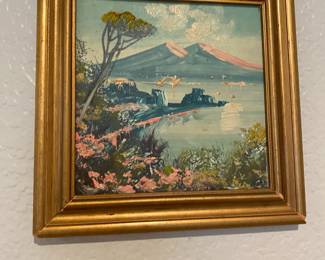 Framed Impressionist Oil Painting of Naples Italy