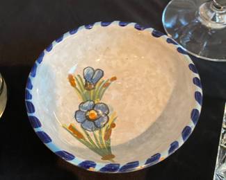 Blue/White Floral Dipping Bowl Signed De Marinis Vietri