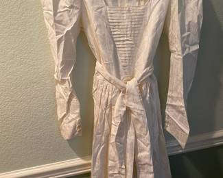 1970's Laura Ashley White Dress with Pleated Front