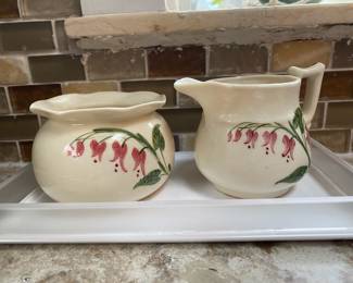Hand Painted Prince George China Creamer & Sugar Bowl