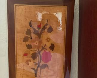 Marquetry Wood Floral Artwork