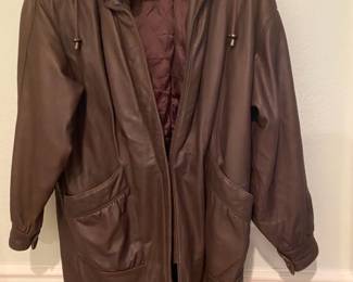 Chocolate Brown Leather Coat
