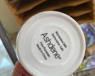 Ashdene Melamine Scatter Snack Tray and Bone China Mug wit Blue Dutch Iris Pattern