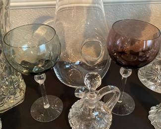 Blown Glass Clear Decanter with Donut Hole Handle