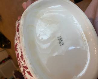 3 Piece Soup Tureen  with Red/White Floral Design - Made in Japan