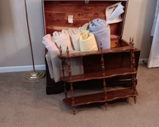 Cedar chest. Wall shelf