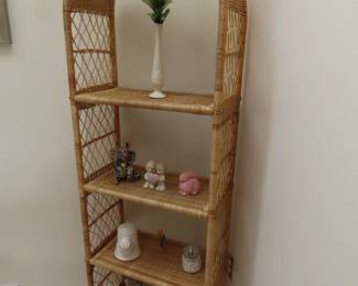 Vintage Arched rattan/bamboo shelves.