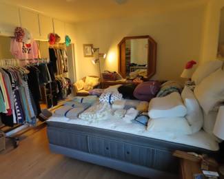 Ladies clothing, bed linens.