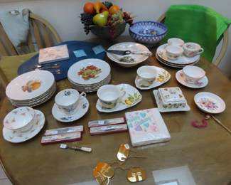 Bone china tea cups and tea plates.