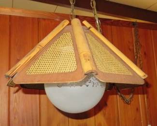 Vintage Hanging Rattan/Cane Swag Lamp