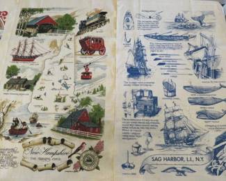 Vintage Souvenir Linen/Cotton Tea Towels, New Hampshire, Sag Harbor, NY 