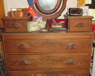 Antique Chest of Drawers with Oval Swivel Mirror