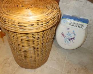 Wicker Laundry Basket/ Decorative Soft Toilet Seat Cover