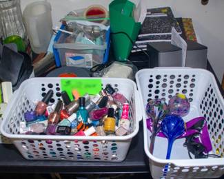 Assortment nail polish, watering globes