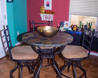 Gorgeous stone top table and chairs(x3)