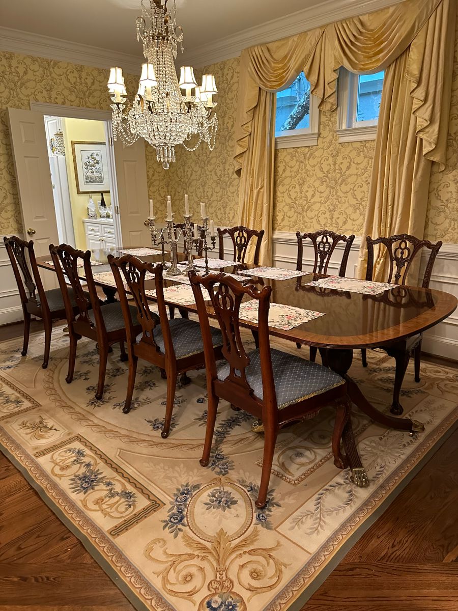 Gorgeous Councill mahogany dining room set with 8 chairs (seats 10)